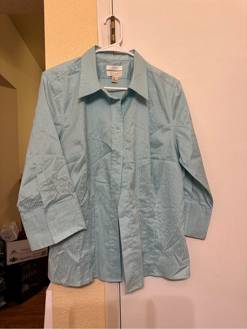 Christopher & Banks Light Mint Striped Shirt Jacket